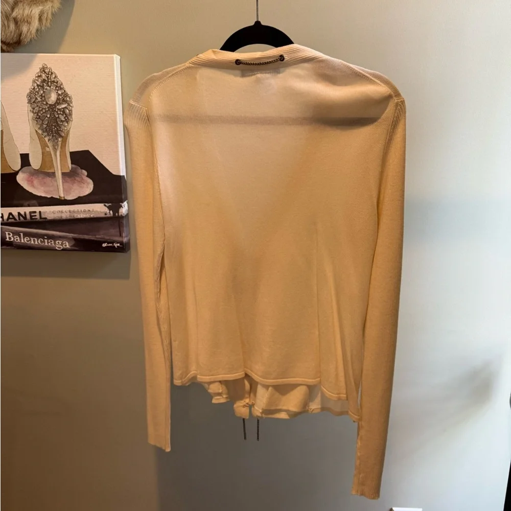 Nanette Lepore Ivory Long Sleeve Cardigan with chain detail Size L - Picture 10 of 11